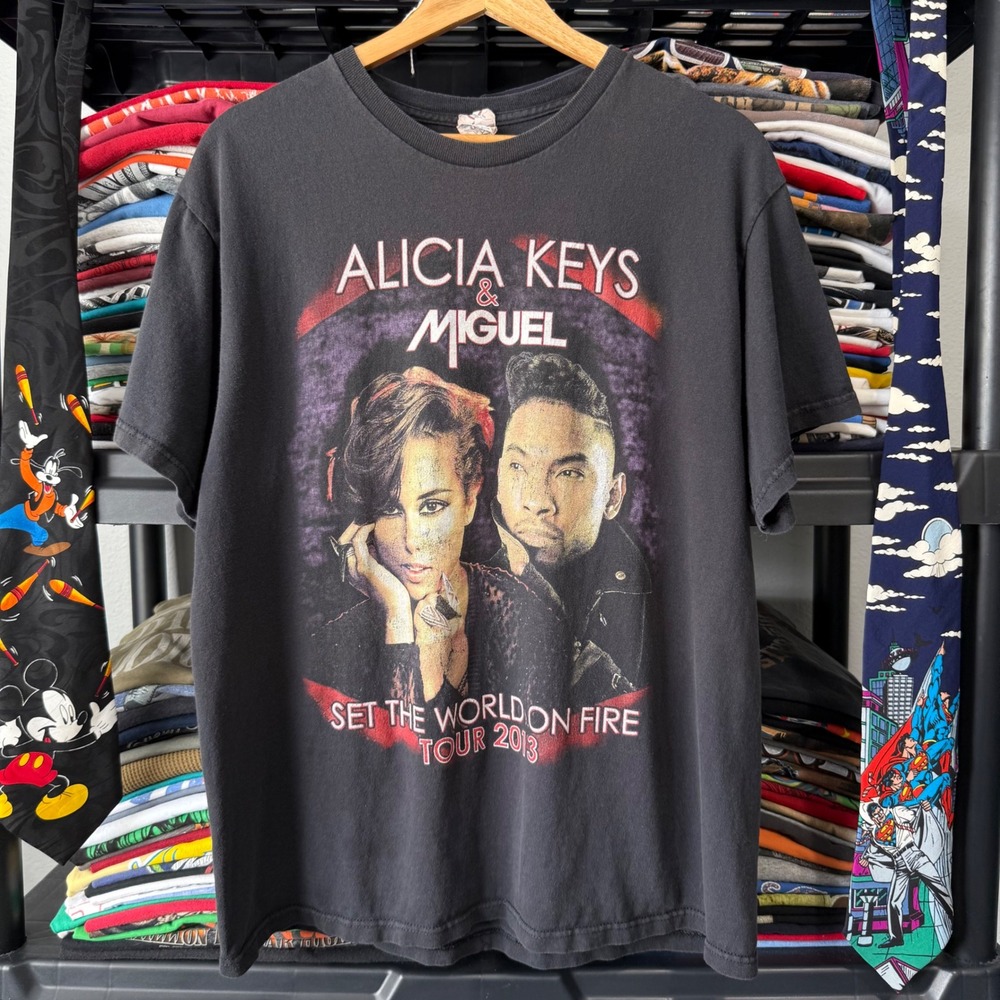 Modern Alicia Keys Miguel Set The World On Fire Tour 2013 T-Shirt Large